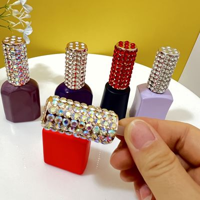 Empty 12ml 15ml Glass Nail Polish Bottle Black White Pink Blue Color